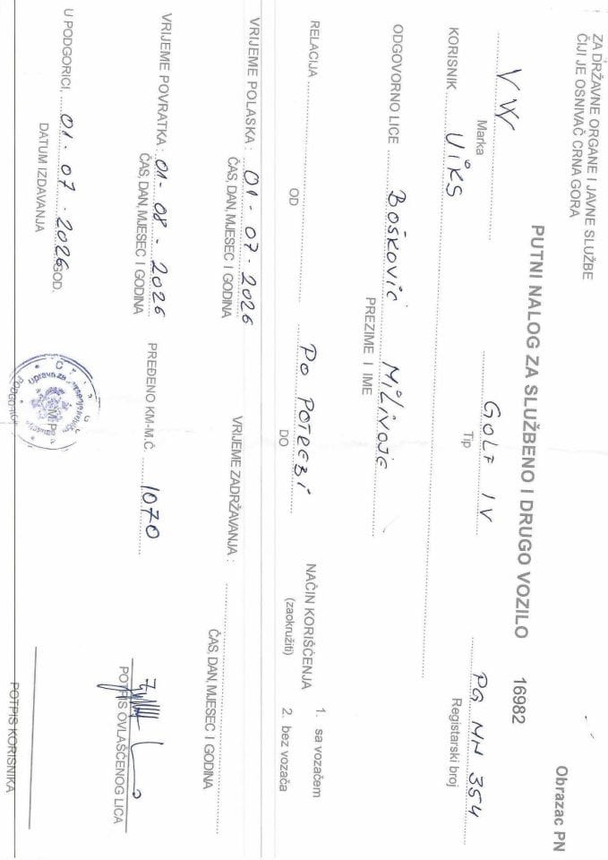 Putni nalozi, 1.7.2026. - 1.8.2026. 3