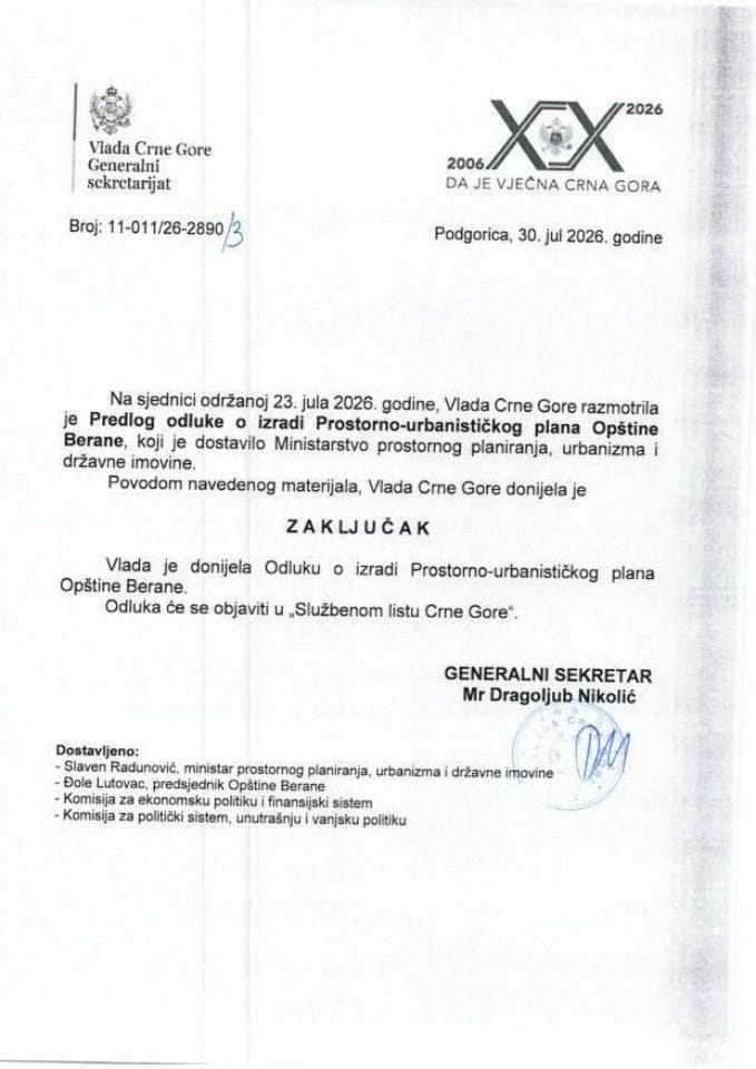 Predlog odluke o izradi Prostorno-urbanističkog plana Opštine Berane - Zaključci