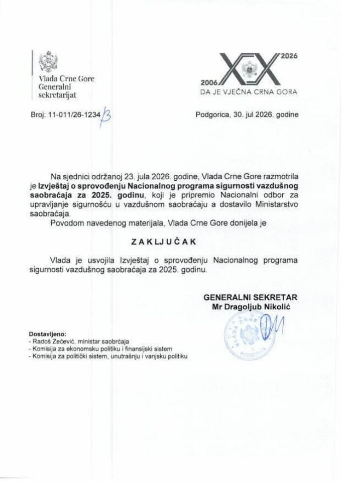 Izvještaj o sprovođenju Nacionalnog programa sigurnosti vazdušnog saobraćaja za 2025. godinu - Zaključci