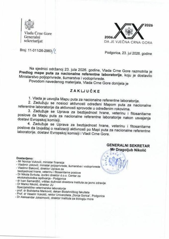 Predlog mape puta za nacionalne referentne laboratorije - Zaključci