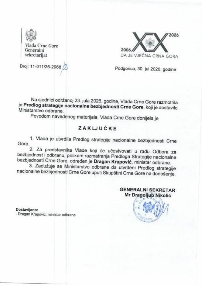 Predlog strategije nacionalne bezbjednosti Crne Gore - Zaključci