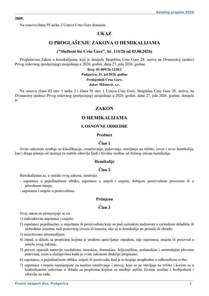 Zakon o hemikalijama