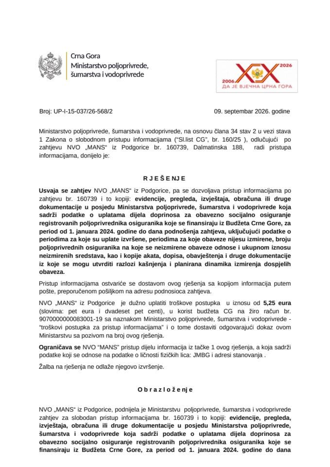 Rješenje MANS usvojen UP-I-15-037-26-568-2