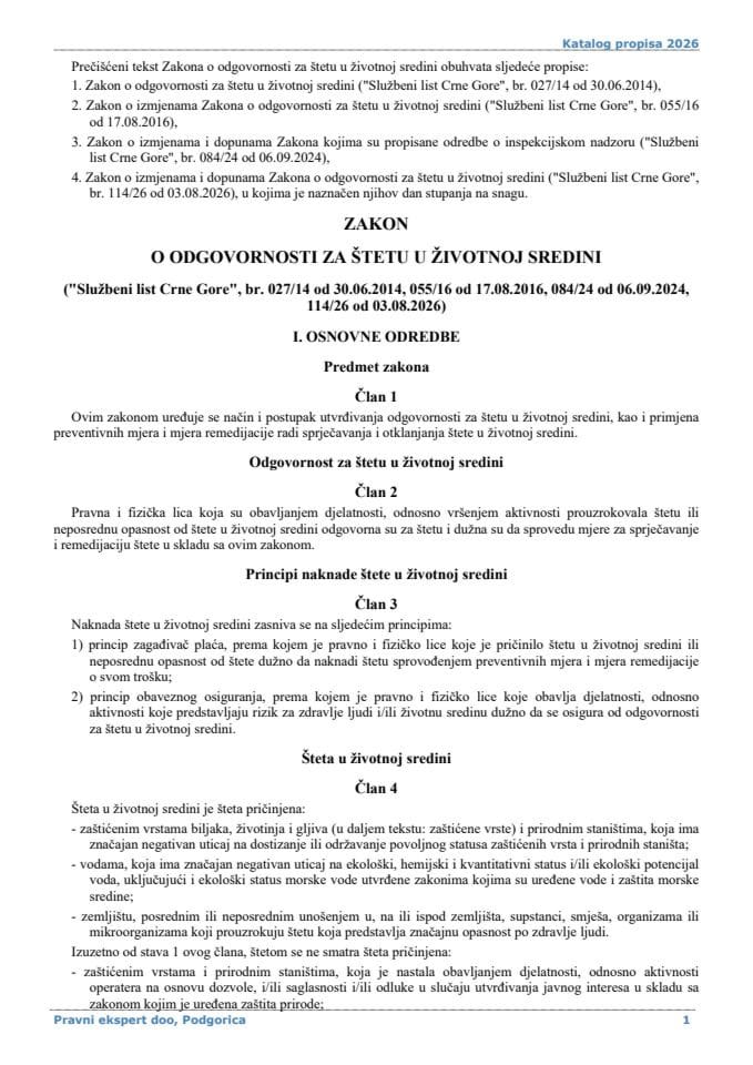Zakon o odgovornosti za stetu u zivotnoj sredini
