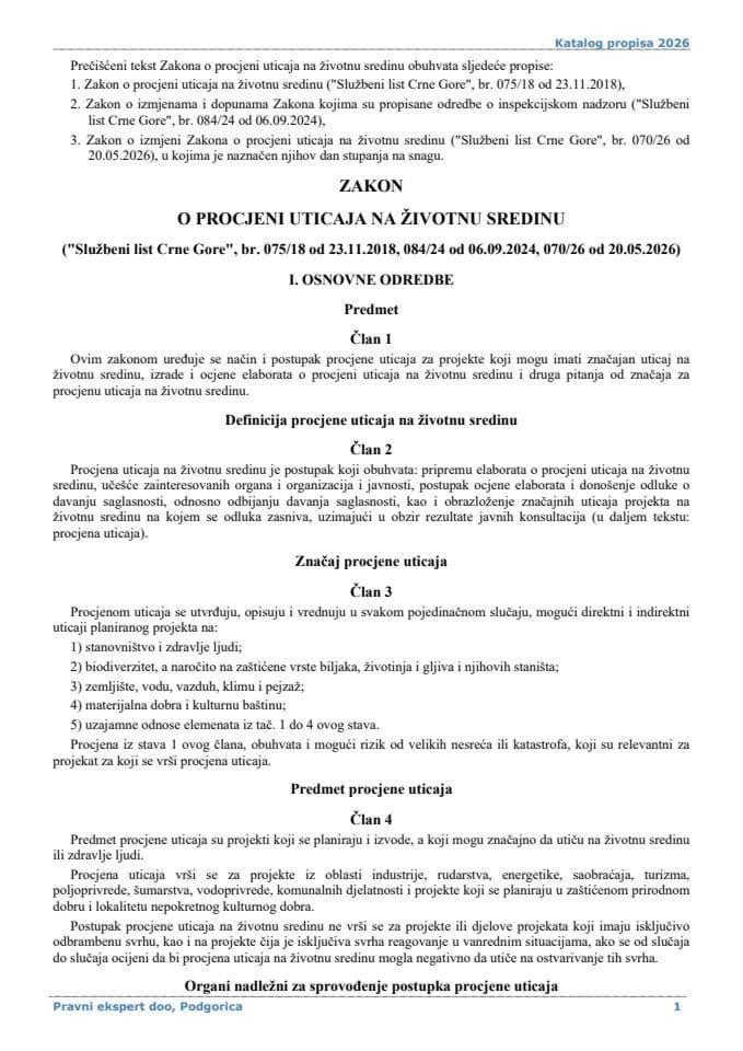 Zakon o procjeni uticaja na zivotnu sredinu