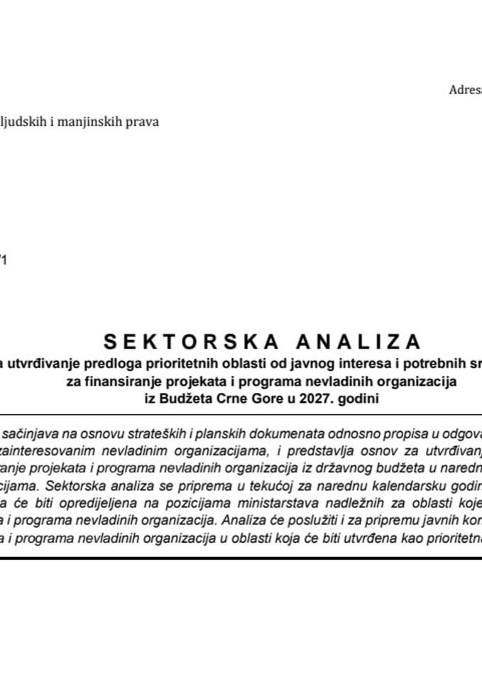 Nacrt sektorske analize Manjne