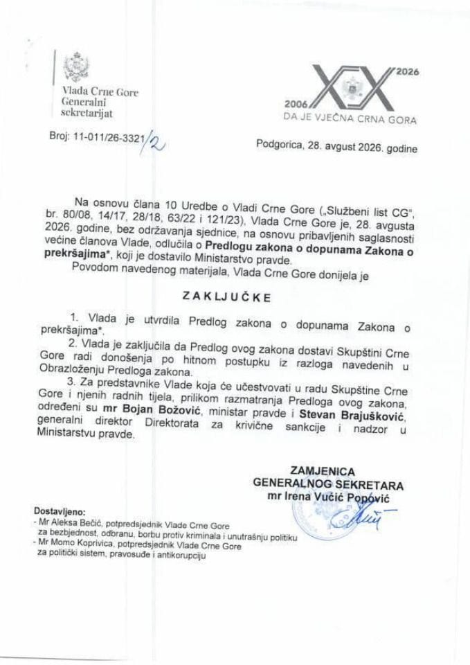 Predlog zakona o dopunama Zakona o prekršajima* - zaključci