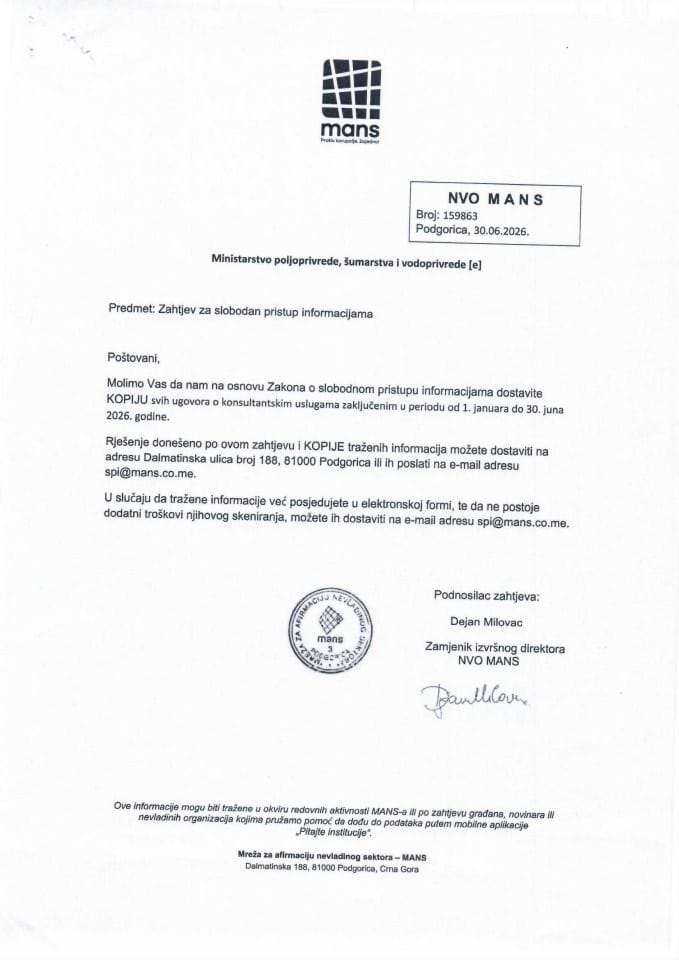 Zahtjev za SPI NVO MANS 159863