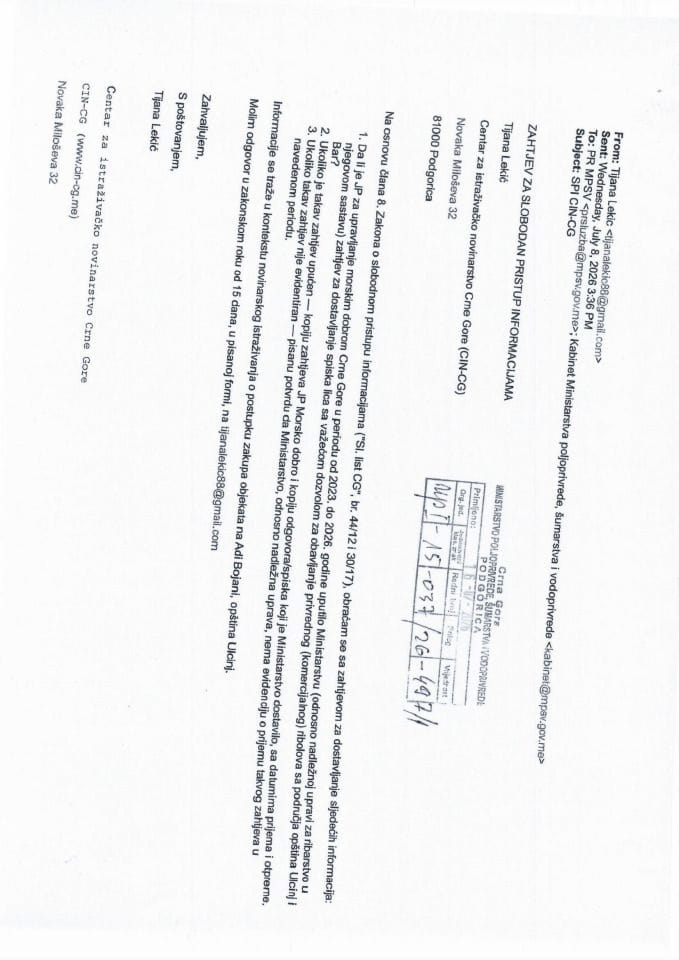 Zahtjev za SPI CIN-CG Tijana Lekić UP-I-15-037-26-497-1