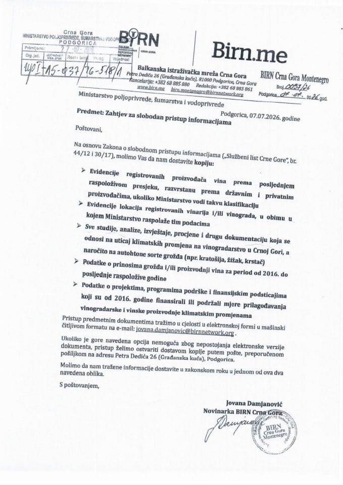Zahtjev za SPI BIRN 0097-26