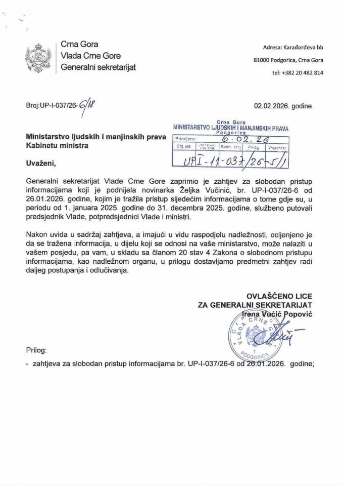 Zahtjev za SPI NVO MANS - UPI 011-037/26-5/1, Rješenje UPI 01-037/26-5/2, Odgovor UPI 01-037/26-5/3