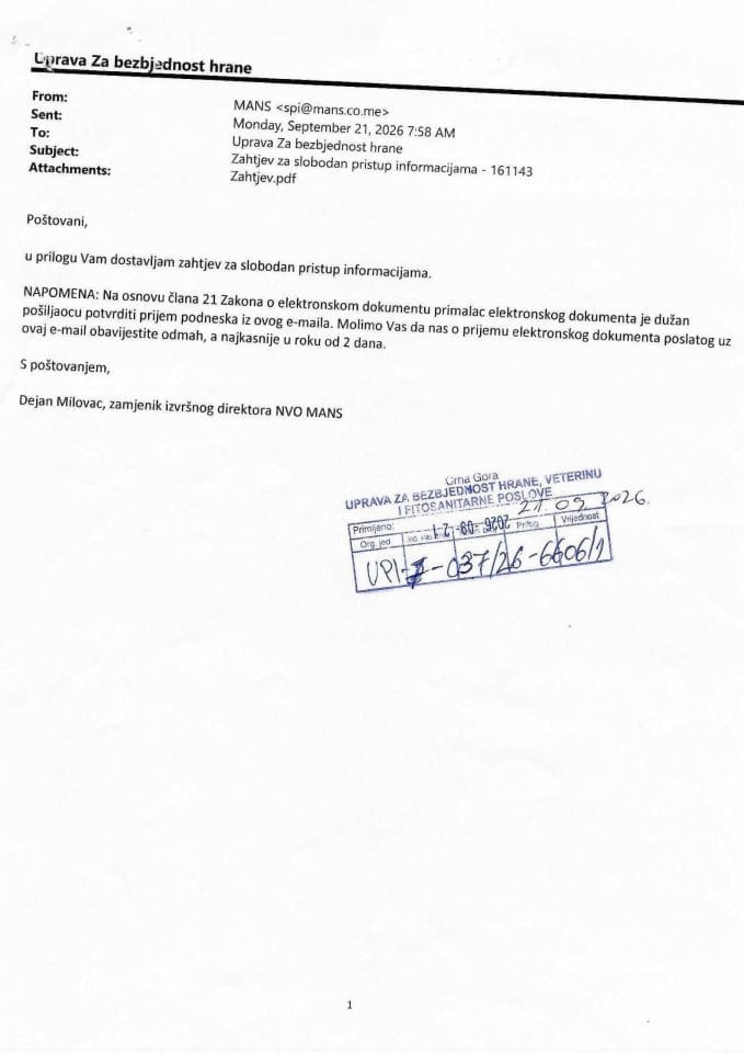 Rješenje UPI-7-037/26-6606/2 sa informacijom