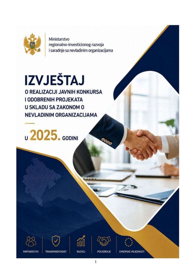 Izvještaj o realizaciji javnih konkursa i odobrenih projekata u skladu sa Zakonom o nevladinim organizacijama u 2025. godini