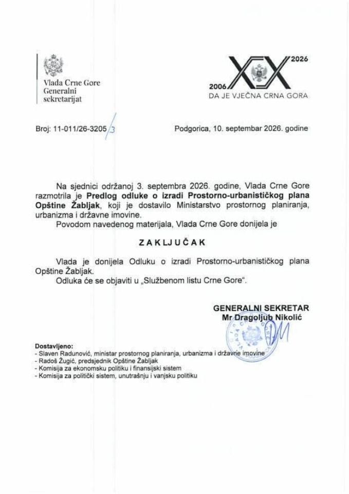 Предлог одлуке о изради Просторно-урбанистичког плана Општине Жабљак - Закључци