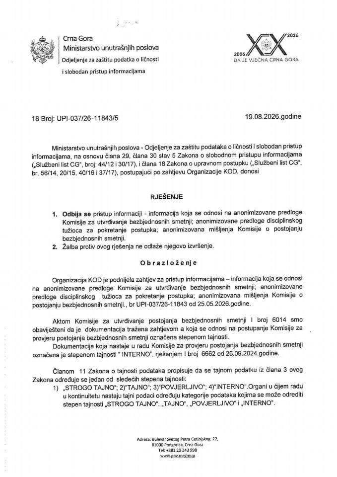 rješenje 18-UPI-037/26-11843/5