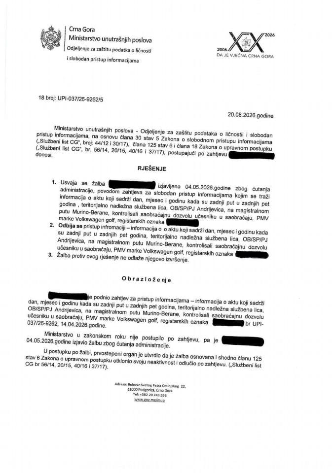 rješenje br. 18-UPI-037/26-9262/5
