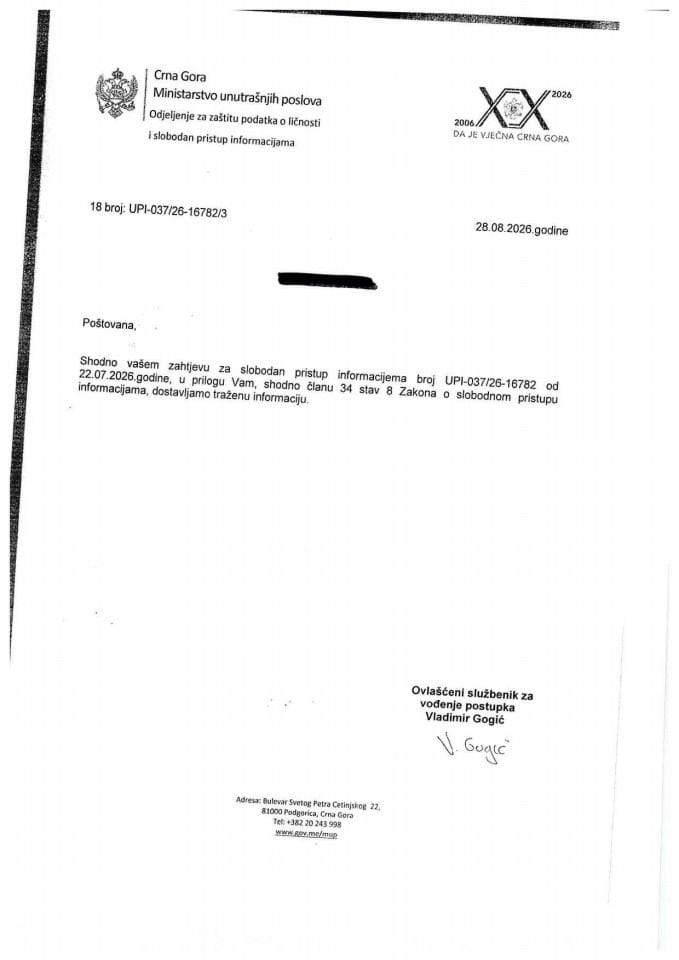 obavještenje br.18-UPI-037/26-16782