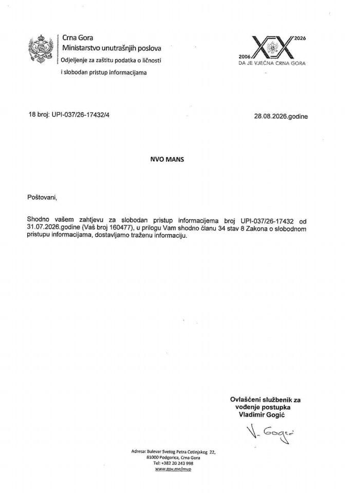 obavještenje broj 18-UPI-037/26-17432/4