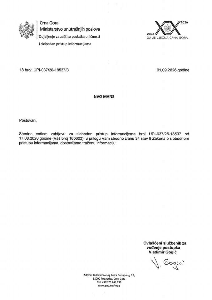 obavještenje broj 18-UPI-037/26-18537/3