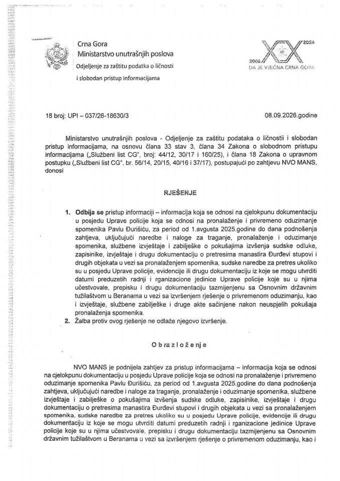 rješenje broj 18-UPI-037/26-18630/3