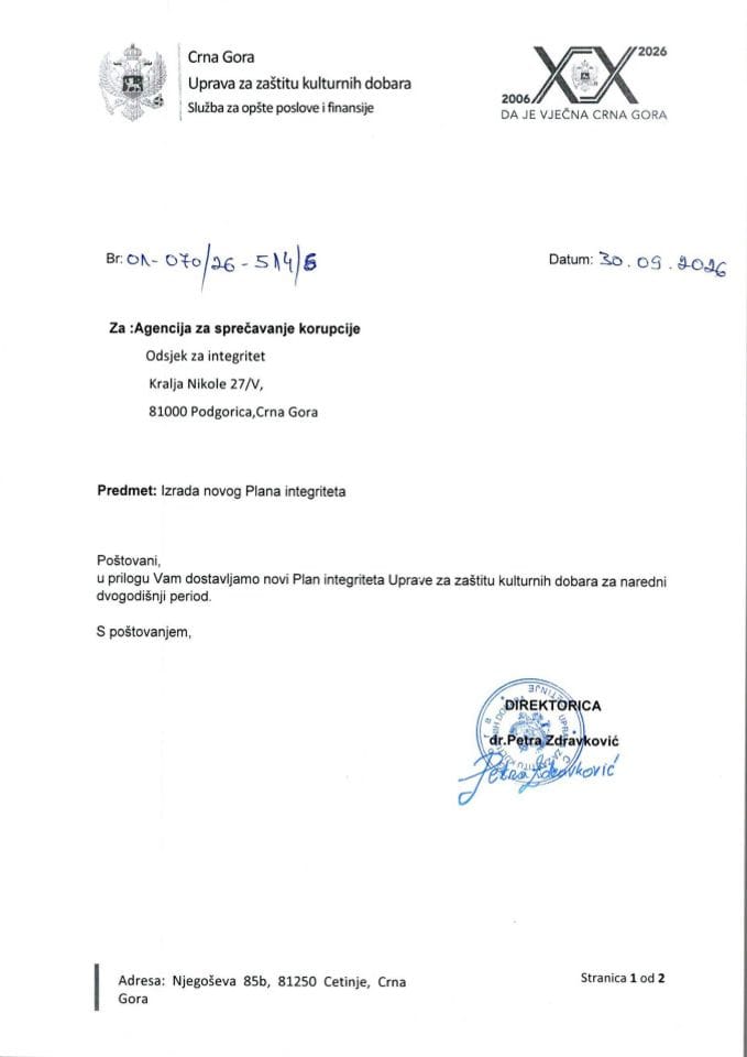 Plan integriteta 2026. god.