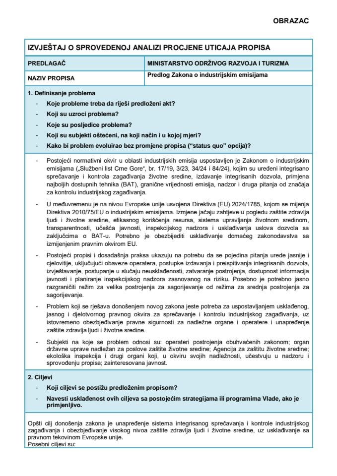 RIA formular IED korekcije