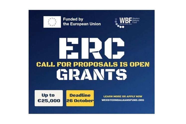 Otvoren poziv za dostavljanje prijedloga za jačanje regionalne saradnje – ERC grant