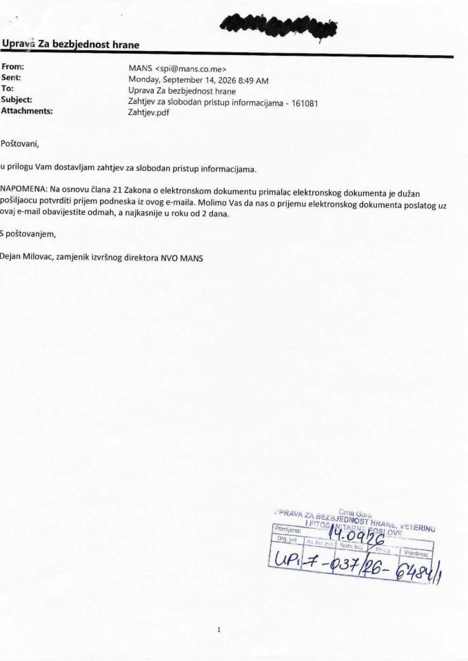 Rješenje UPI-7-037/26-6484/2 sa informacijom