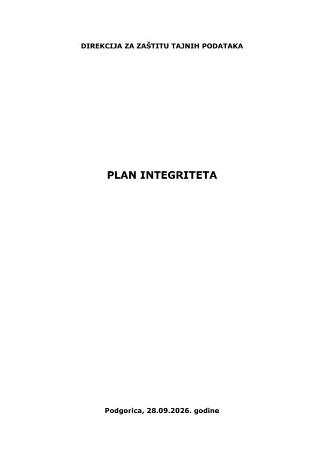 PLAN INTEGRITETA 2026-2028
