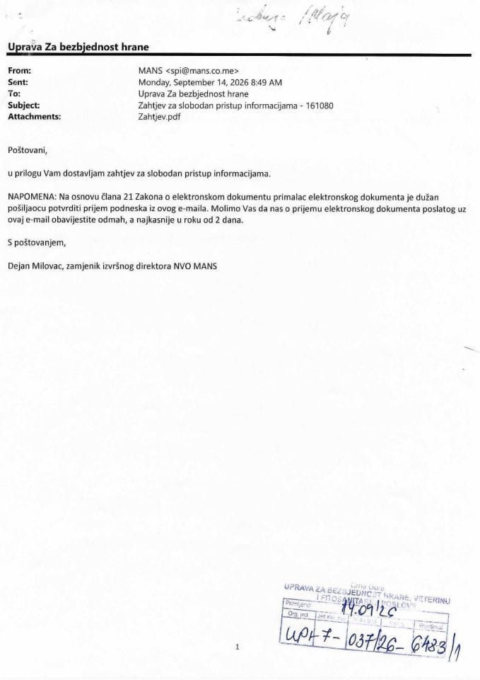 Rješenje UPI-7-037/26-6483/2 sa informacijom