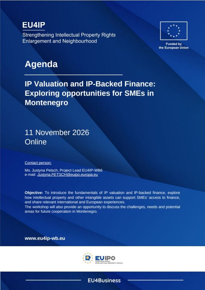 Draft Agenda – IP Valuation & Finance – Montenegro