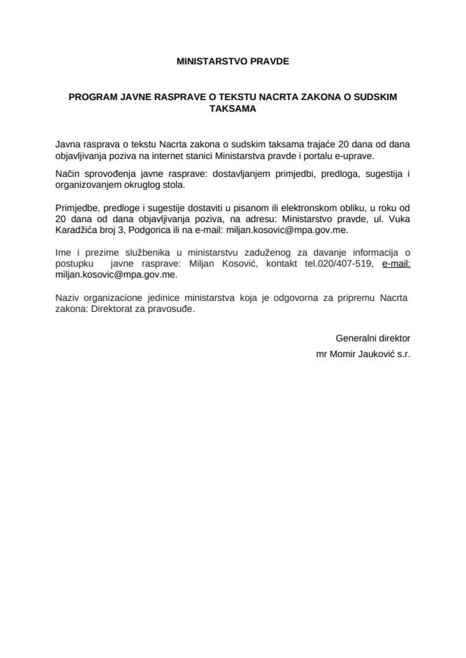 PROGRAM JAVNE RASPRAVE