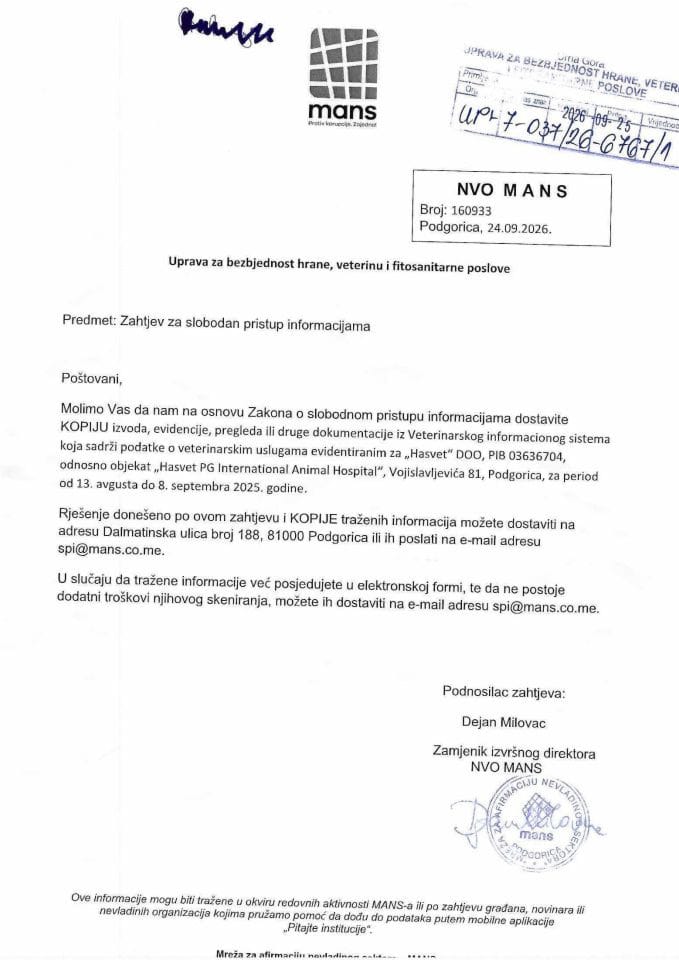 Rješenje UPI-7-037/26-6767/2 sa informacijom