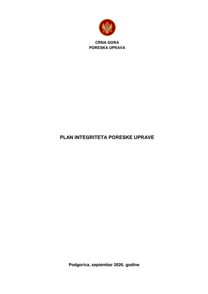 Plan integriteta Poreske uprave 2026-2028.