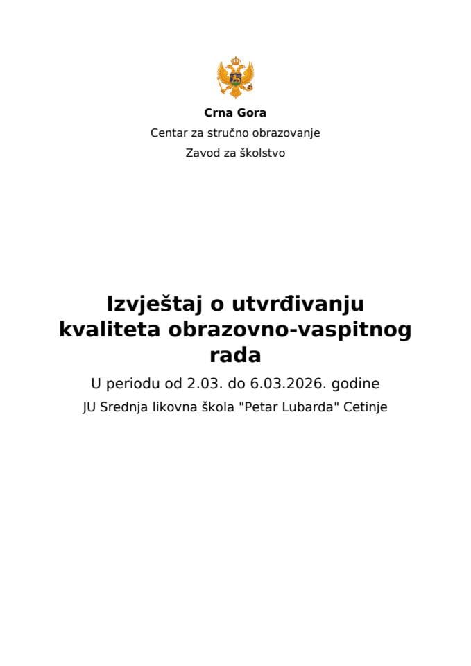 Izvjestaj likovna skola Petar lubarda CT, final