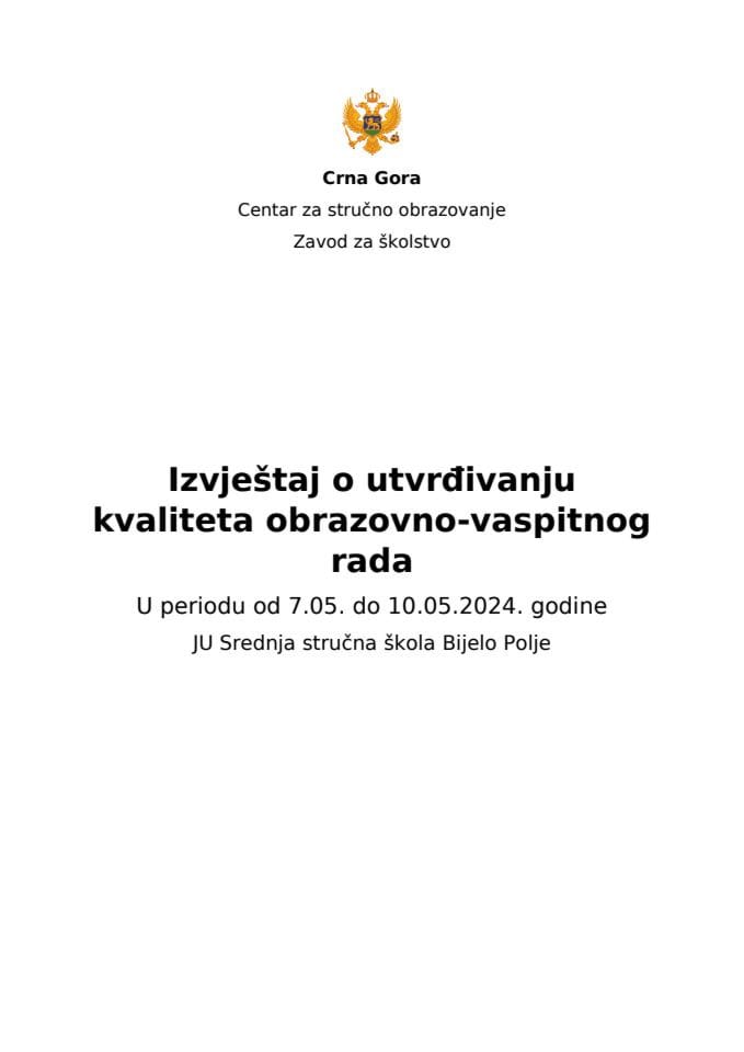 Izvjestaj JU SSS Bijelo Polje