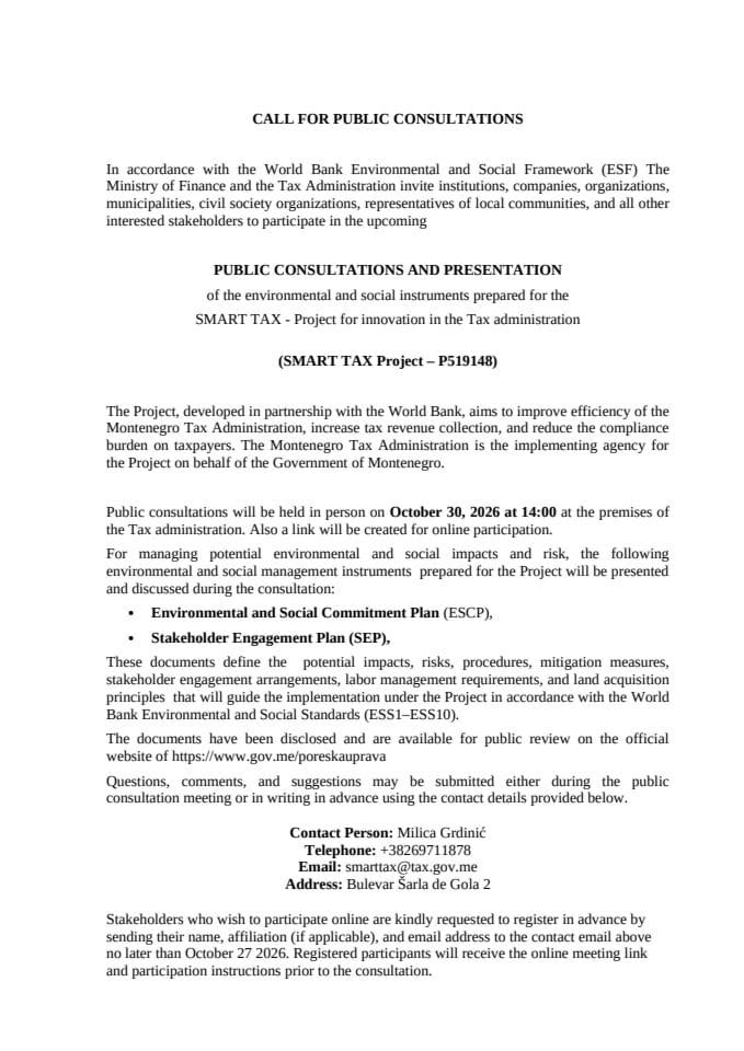 Appraisal Public Consultaions SMART TAX