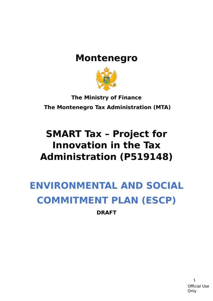 ESCP SMART Tax-Draft Enviromental ans social commitment plan