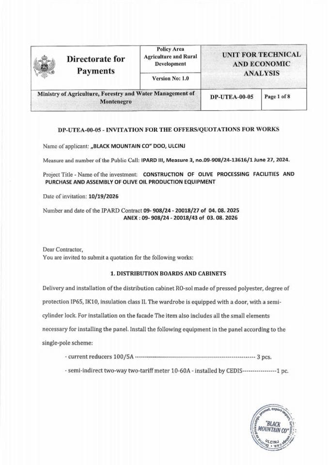 Call for bids  Black Mountain